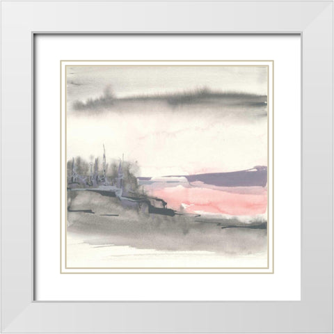 Blush Valley I White Modern Wood Framed Art Print with Double Matting by Paschke, Chris