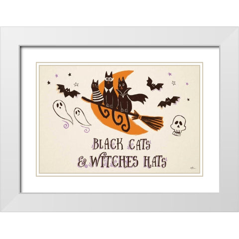 Spooktacular I Witches Hats White Modern Wood Framed Art Print with Double Matting by Penner, Janelle