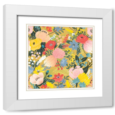 Wild Garden Pattern IC White Modern Wood Framed Art Print with Double Matting by Marshall, Laura