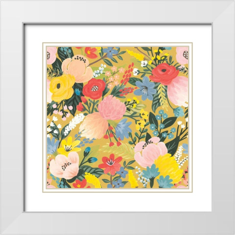 Wild Garden Pattern IC White Modern Wood Framed Art Print with Double Matting by Marshall, Laura