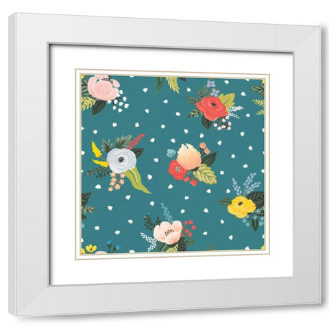 Wild Garden Pattern VA White Modern Wood Framed Art Print with Double Matting by Marshall, Laura