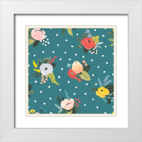 Wild Garden Pattern VA White Modern Wood Framed Art Print with Double Matting by Marshall, Laura