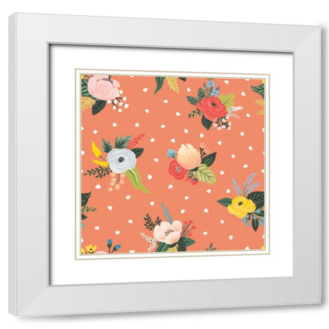 Wild Garden Pattern VB White Modern Wood Framed Art Print with Double Matting by Marshall, Laura