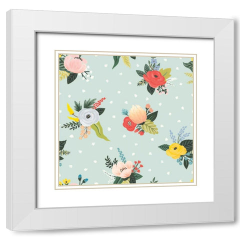 Wild Garden Pattern VD White Modern Wood Framed Art Print with Double Matting by Marshall, Laura