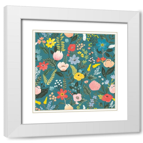 Wild Garden Pattern XIA White Modern Wood Framed Art Print with Double Matting by Marshall, Laura