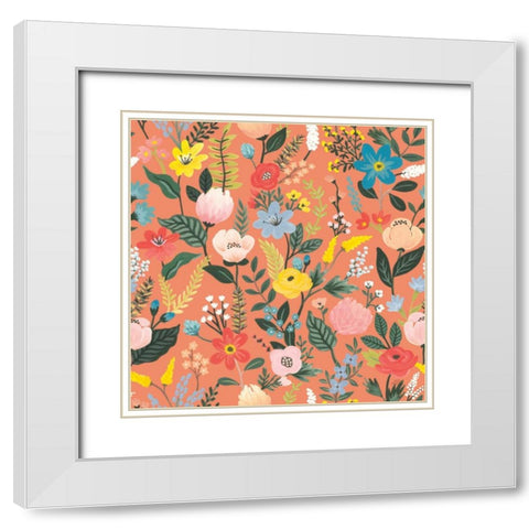 Wild Garden Pattern XIB White Modern Wood Framed Art Print with Double Matting by Marshall, Laura