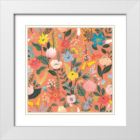 Wild Garden Pattern XIB White Modern Wood Framed Art Print with Double Matting by Marshall, Laura
