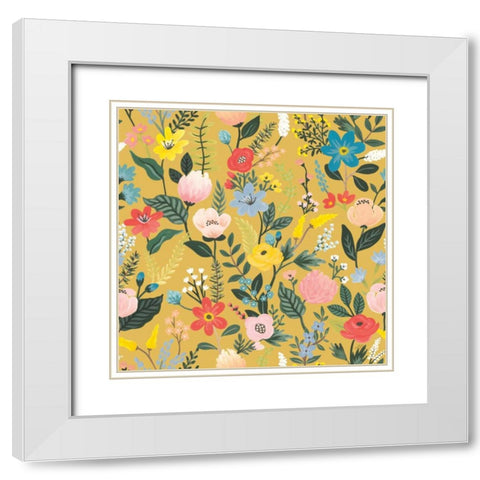 Wild Garden Pattern XIC White Modern Wood Framed Art Print with Double Matting by Marshall, Laura