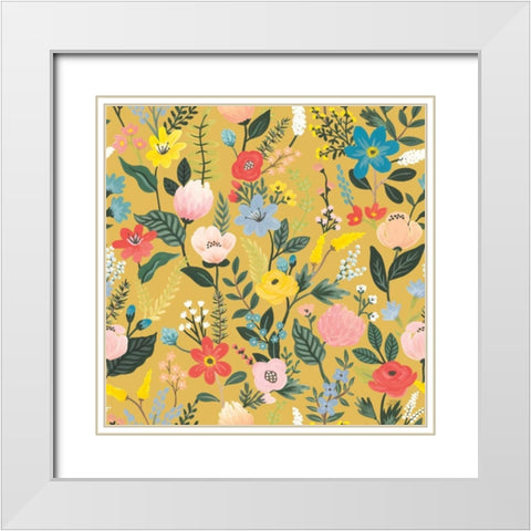 Wild Garden Pattern XIC White Modern Wood Framed Art Print with Double Matting by Marshall, Laura