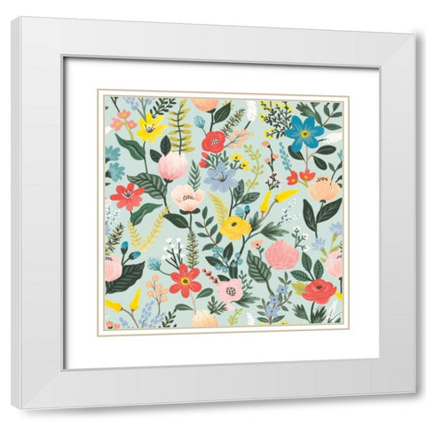 Wild Garden Pattern XID White Modern Wood Framed Art Print with Double Matting by Marshall, Laura