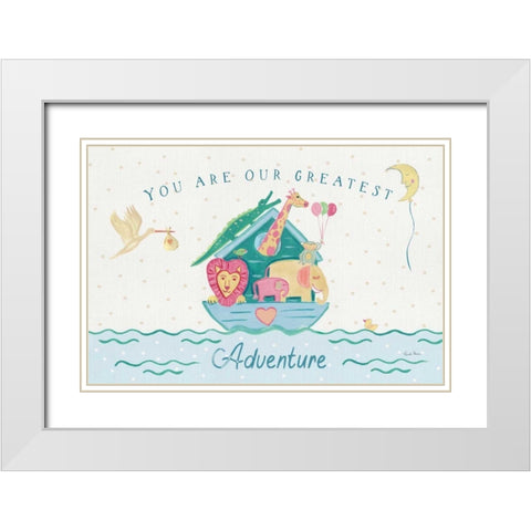 Happy Baby I White Modern Wood Framed Art Print with Double Matting by Zaman, Farida