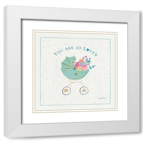 Happy Baby II White Modern Wood Framed Art Print with Double Matting by Zaman, Farida