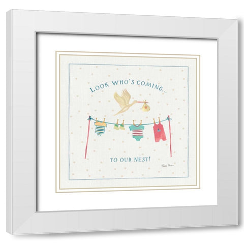 Happy Baby V White Modern Wood Framed Art Print with Double Matting by Zaman, Farida