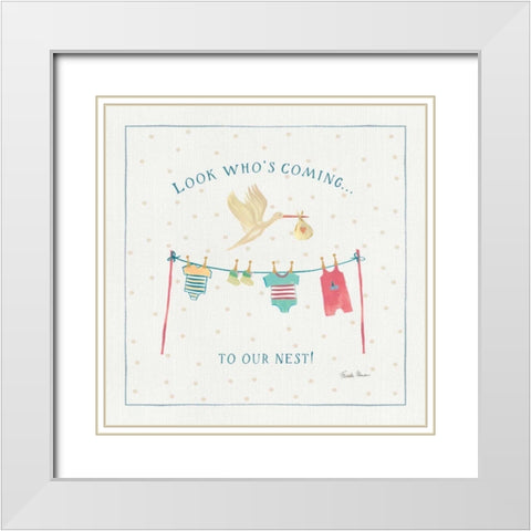 Happy Baby V White Modern Wood Framed Art Print with Double Matting by Zaman, Farida