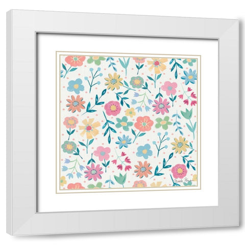 Happy Baby Pattern IA White Modern Wood Framed Art Print with Double Matting by Zaman, Farida