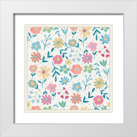 Happy Baby Pattern IA White Modern Wood Framed Art Print with Double Matting by Zaman, Farida