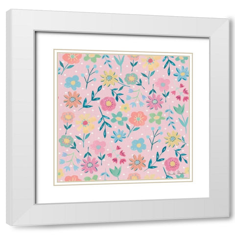 Happy Baby Pattern IB White Modern Wood Framed Art Print with Double Matting by Zaman, Farida