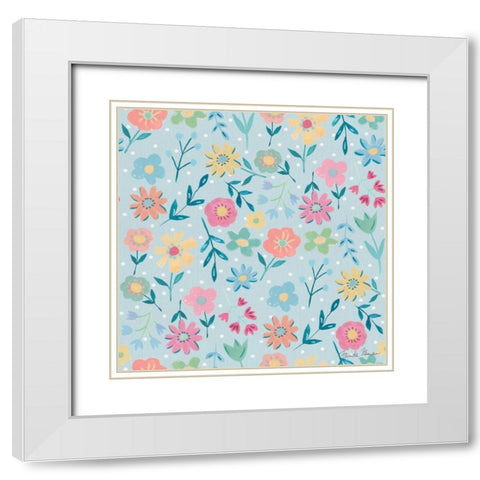 Happy Baby Pattern IC White Modern Wood Framed Art Print with Double Matting by Zaman, Farida