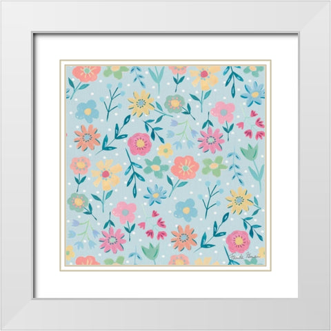 Happy Baby Pattern IC White Modern Wood Framed Art Print with Double Matting by Zaman, Farida