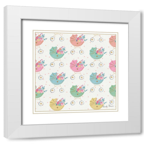 Happy Baby Pattern II White Modern Wood Framed Art Print with Double Matting by Zaman, Farida