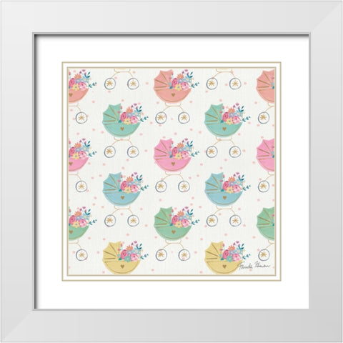Happy Baby Pattern II White Modern Wood Framed Art Print with Double Matting by Zaman, Farida