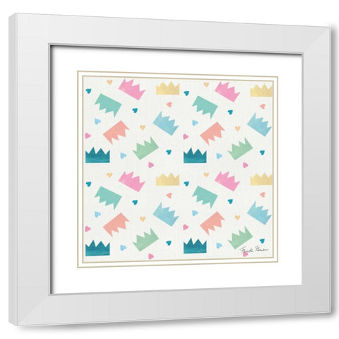 Happy Baby Pattern IV White Modern Wood Framed Art Print with Double Matting by Zaman, Farida