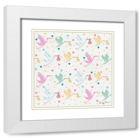 Happy Baby Pattern VI White Modern Wood Framed Art Print with Double Matting by Zaman, Farida