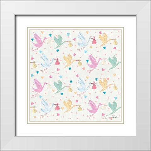 Happy Baby Pattern VI White Modern Wood Framed Art Print with Double Matting by Zaman, Farida