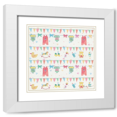 Happy Baby Pattern VIIA White Modern Wood Framed Art Print with Double Matting by Zaman, Farida