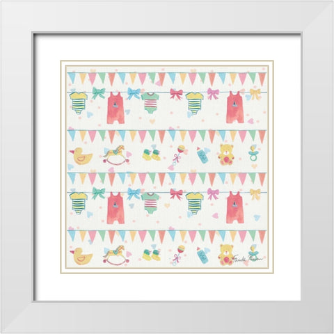 Happy Baby Pattern VIIA White Modern Wood Framed Art Print with Double Matting by Zaman, Farida