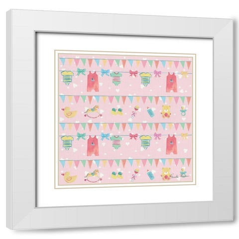 Happy Baby Pattern VIIB White Modern Wood Framed Art Print with Double Matting by Zaman, Farida