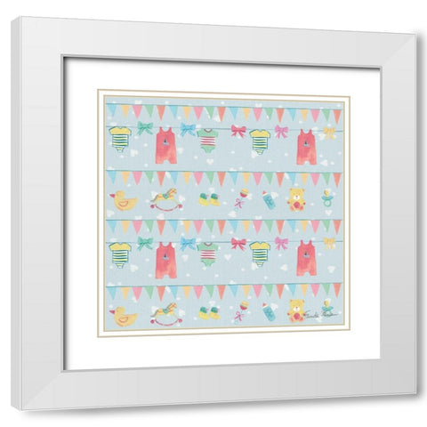 Happy Baby Pattern VIIC White Modern Wood Framed Art Print with Double Matting by Zaman, Farida