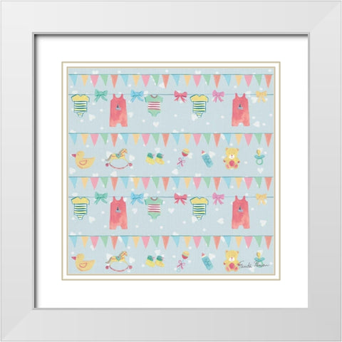 Happy Baby Pattern VIIC White Modern Wood Framed Art Print with Double Matting by Zaman, Farida