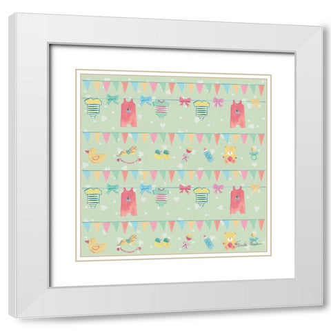 Happy Baby Pattern VIID White Modern Wood Framed Art Print with Double Matting by Zaman, Farida