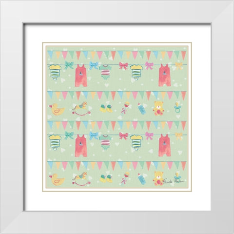 Happy Baby Pattern VIID White Modern Wood Framed Art Print with Double Matting by Zaman, Farida