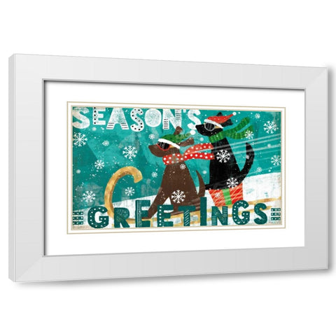 Merry Making II White Modern Wood Framed Art Print with Double Matting by Charron, Veronique