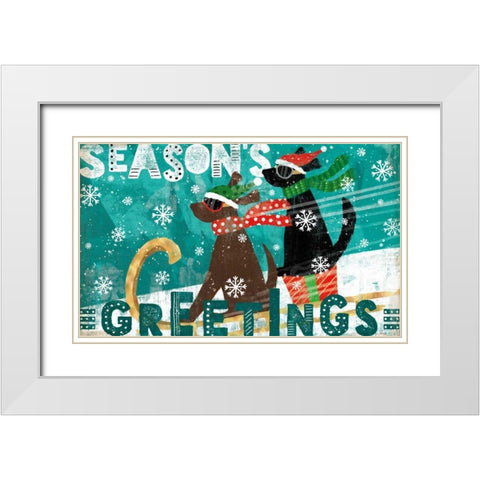 Merry Making II White Modern Wood Framed Art Print with Double Matting by Charron, Veronique