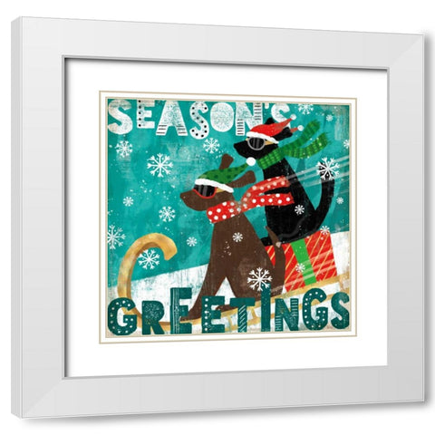 Merry Making IV White Modern Wood Framed Art Print with Double Matting by Charron, Veronique