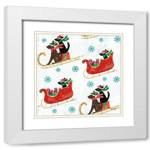 Merry Making Pattern IIA White Modern Wood Framed Art Print with Double Matting by Charron, Veronique