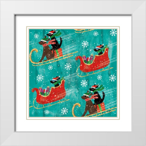 Merry Making Pattern IIB White Modern Wood Framed Art Print with Double Matting by Charron, Veronique