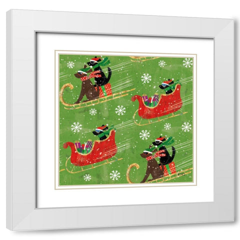 Merry Making Pattern IIC White Modern Wood Framed Art Print with Double Matting by Charron, Veronique