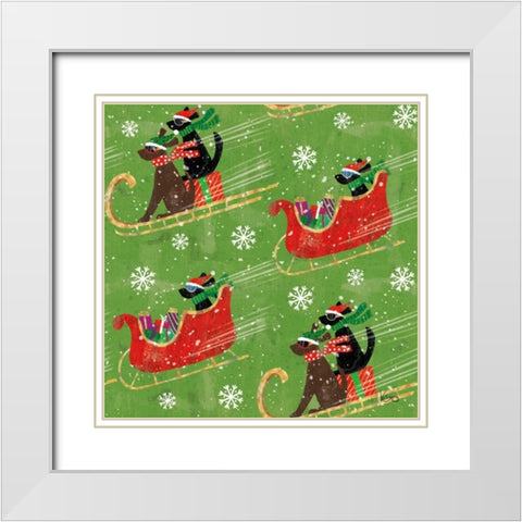 Merry Making Pattern IIC White Modern Wood Framed Art Print with Double Matting by Charron, Veronique