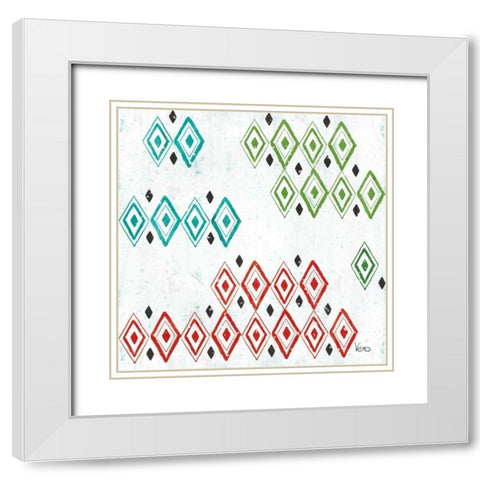 Merry Making Pattern VIA White Modern Wood Framed Art Print with Double Matting by Charron, Veronique