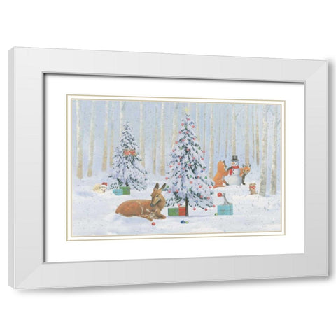 Christmas Critters Bright I White Modern Wood Framed Art Print with Double Matting by Adams, Emily