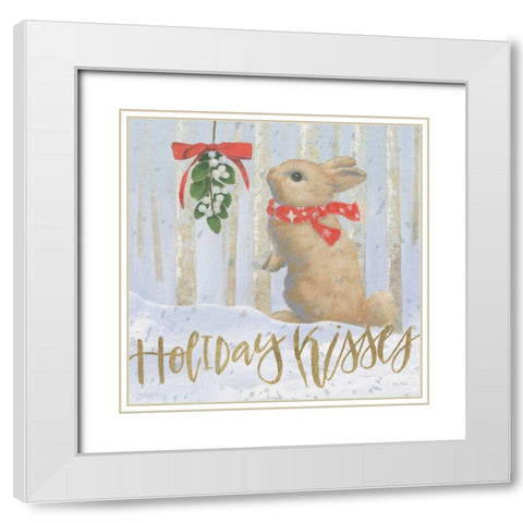 Christmas Critters Bright IV White Modern Wood Framed Art Print with Double Matting by Adams, Emily