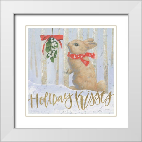 Christmas Critters Bright IV White Modern Wood Framed Art Print with Double Matting by Adams, Emily