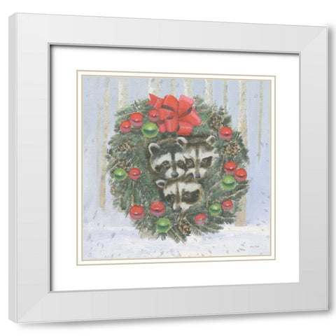 Christmas Critters Bright VI White Modern Wood Framed Art Print with Double Matting by Adams, Emily