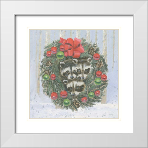 Christmas Critters Bright VI White Modern Wood Framed Art Print with Double Matting by Adams, Emily