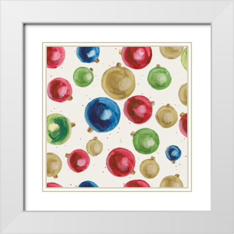 Christmas Critters Bright Pattern IIB White Modern Wood Framed Art Print with Double Matting by Adams, Emily