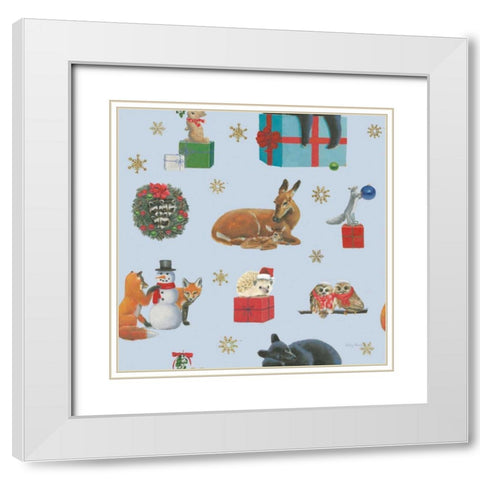 Christmas Critters Bright Pattern IIIA White Modern Wood Framed Art Print with Double Matting by Adams, Emily